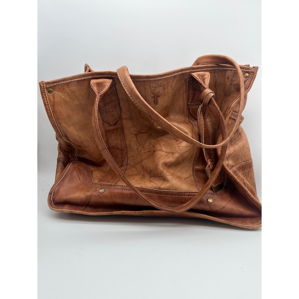 FRYE Shopper Tote Large Cognac Brown EUC Distressed Leather Melissa Bag